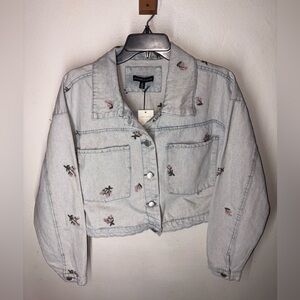 Sincerely Jules Light Blue Floral Jean Jacket